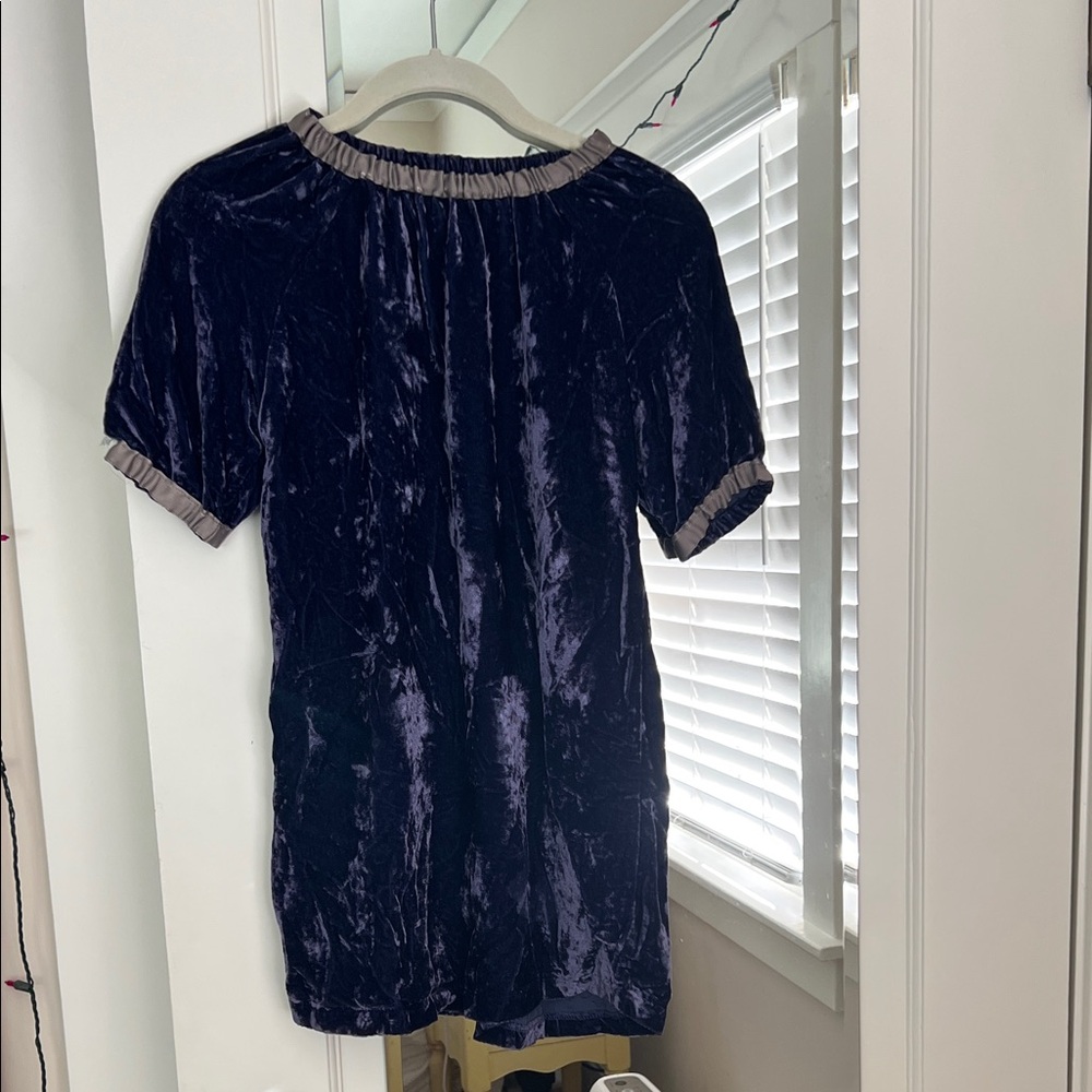 Peek Velvet Dress with Gray Grosgrain Ribbon trim Size 8